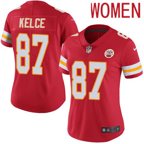 Cheap Women Kansas City Chiefs 87 Travis Kelce Nike Red Vapor Limited NFL Jersey
